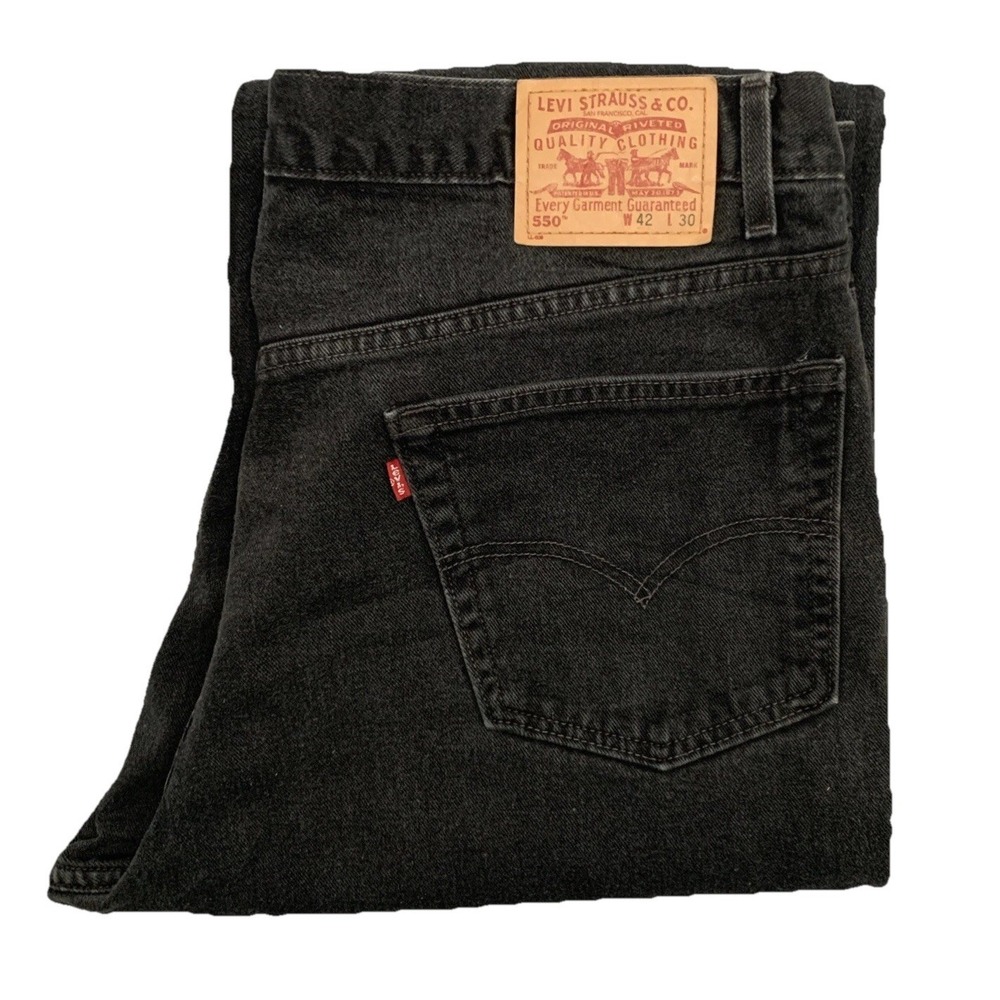 Vintage Levi's Jeans 550 Relaxed Fit Black Jeans Men's 40x30 Y2k
